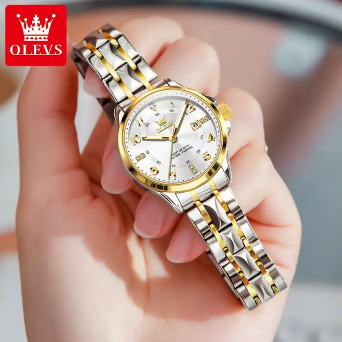 OLEVS montres pour dames élégantes tendance de la mode 30 m montre à quartz étanche pour femmes calendrier marque lumineuse véritable montre-bracelet