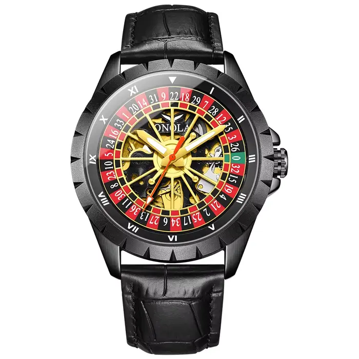 ONOLA nouvelle marque Design hommes montres mécaniques créatif cadran rotatif Roulette montre automa