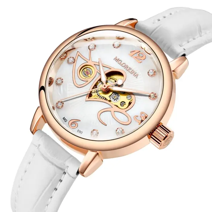 Montre mécanique automatique en or Rose pour femmes