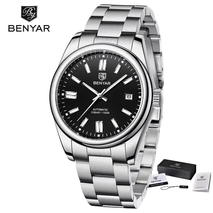BENYAR nouvelle montre automatique de luxe 10Bar étanche en acier inoxydable hommes montres mécaniqu