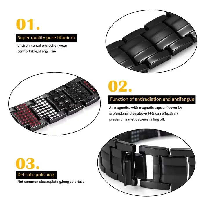 ARADOO Bracelet en titane pur de haute qualité pour hommes et femmes