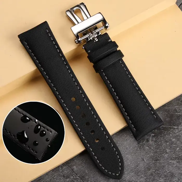 Bracelet de montre inférieur en cuir et toile de haute qualité