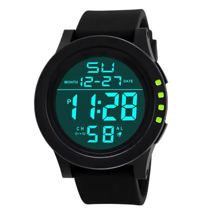 Montre numérique pour hommes et femmes, grand cadran, lumière LED, étanche, bracelet en caoutchouc, 