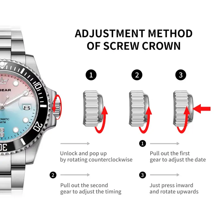 Montre mécanique automatique de luxe X-GEAR – Montre-bracelet sportive pour homme en acier inoxydable étanche