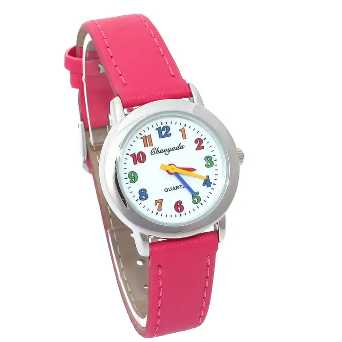 Montre en cuir à cadran coloré pour enfants adolescents filles garçons occasionnels spéciales
