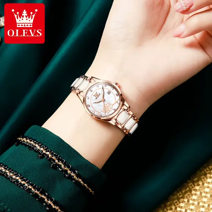 OLEVS 3606 montre de luxe pour femmes camélia Quartz japon mouvement 30M