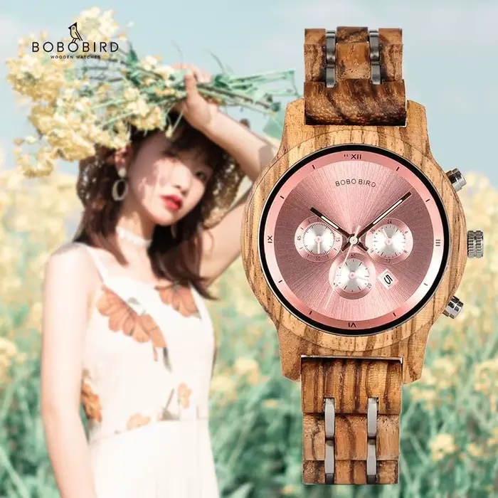 BOBO BIRD-Montre-bracelet en bois et métal pour femme