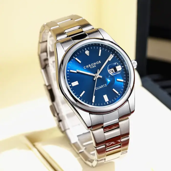 CHRONOS Top marque de luxe homme montre-bracelet étanche lumineux Date hommes montres en acier inoxydable Quartz montre