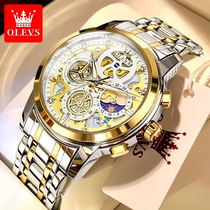 OLEVS montres pour hommes Top marque de luxe Original montre à Quartz étanche pour homme or squelett