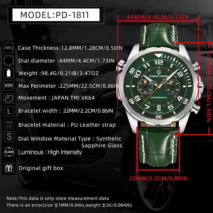 Montre à quartz de marque haut de gamme PAGANI DESIGN