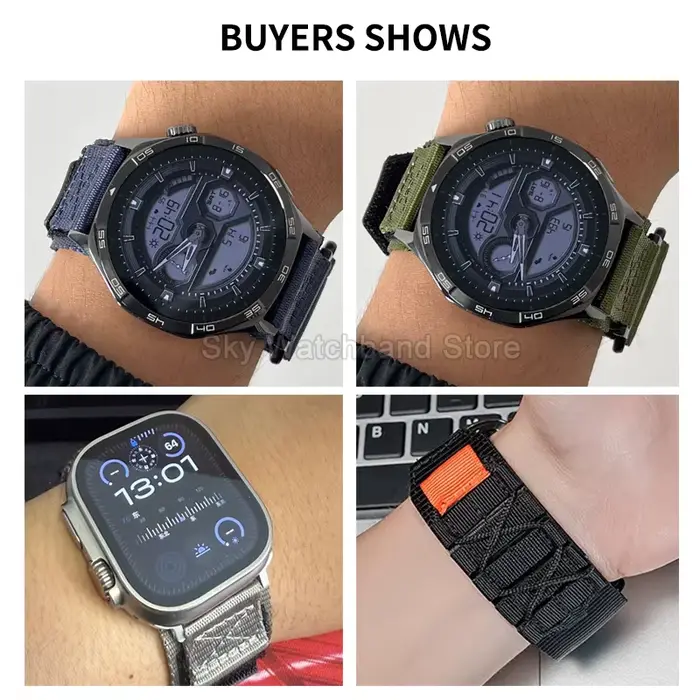 Bracelet de montre en nylon doux et respirant pour homme et femme, avec fermeture Velcro, compatible avec montres traditionnelles, pour diverses occasions et styles