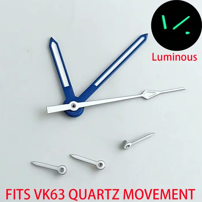 Aiguilles de montre à quartz VK63 VK63A avec éclat vert lumineux pour mouvements à quartz VK63 VK63A occasions spéciales