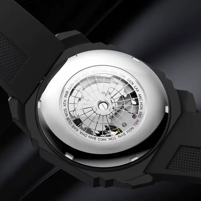 Montre automatique de chasse avec pentagramme rotatif et aiguilles lumineuses pour homme élégant et robuste occasions spéciales et quotidiennes