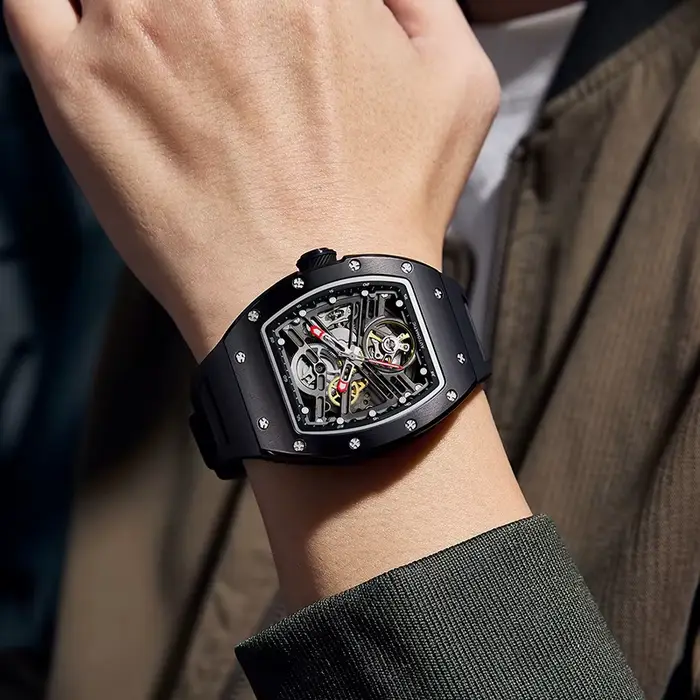 Nouvelle montre Daniel Gorman automatique haute qualité acier inoxydable silicone pour hommes occasions spéciales