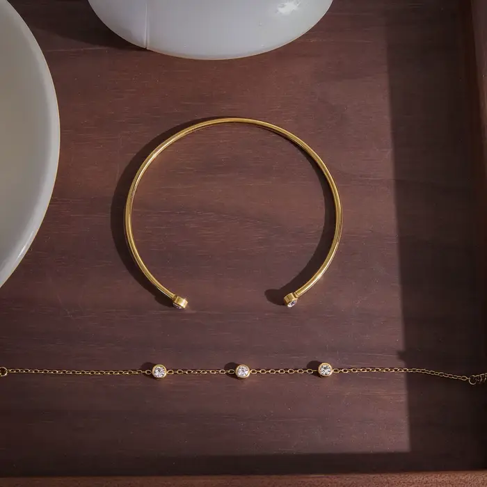 Zora 2 pièces/ensemble Bracelet chaîne en zircon