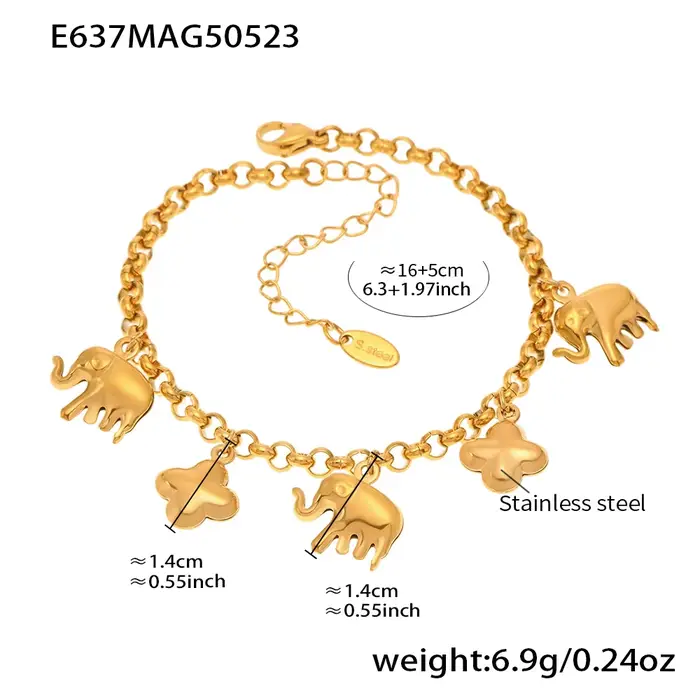 Bracelet chaîne en acier inoxydable plaqué or 18 carats, 16cm/6.3 pouces, étanche, ne ternit pas, mu