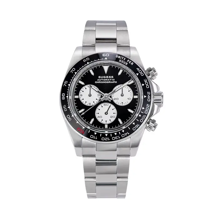Sugess Panda chronographe mouvement automatique mécanique chronographe montre-bracelet étanche plong