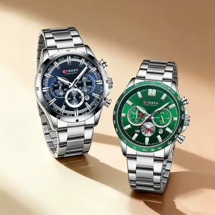 Montre chronographe homme acier inoxydable quartz sport date automatique occasion spéciale