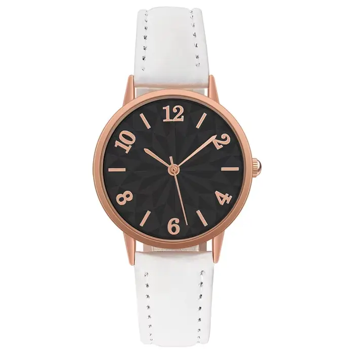 Montre Numérique à Quartz avec Bracelet en Cuir Givré pour Femme et Fille
