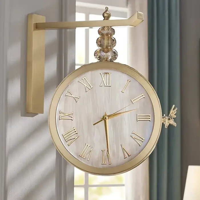 Horloge murale double face pour salon