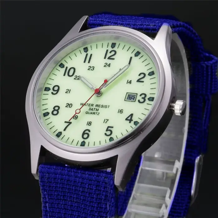 Montre Homme garçons marque montres pas cher hommes mode décontracté bracelet en Nylon sport militaire Date Quartz Montre-bracelet noir Reloj Hombre