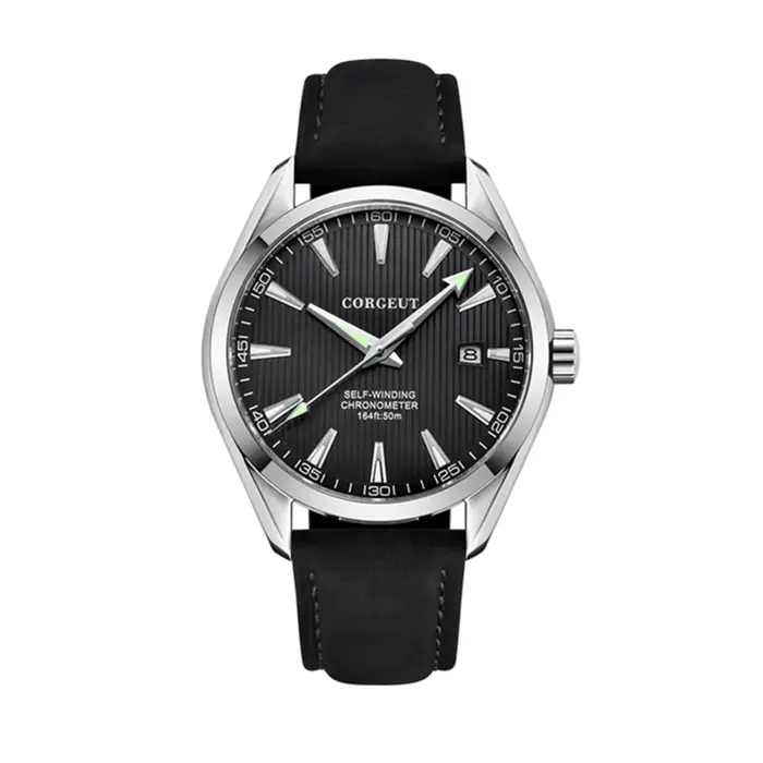 Corgeut 41mm hommes horloge NH35 montre pour hommes calendrier automatique date mécanique verre saph