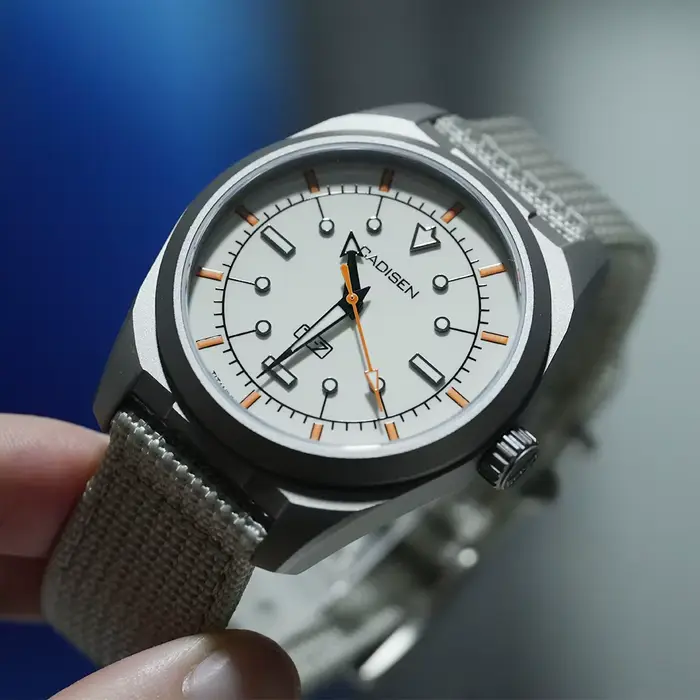 CADISEN TI-7 2026 NOUVEAU Montre-bracelet automatique mécanique en acier titane Autodyne avec bracelet en toile MIYOTA 8215 Lumineuse Étanche pour Homme