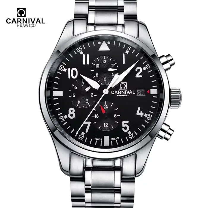 CARNAVAL-Montre de sport de haute qualité pour homme, étanche à 100m, automatique, natation, calendr