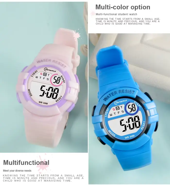 Montres numériques roses pour enfants