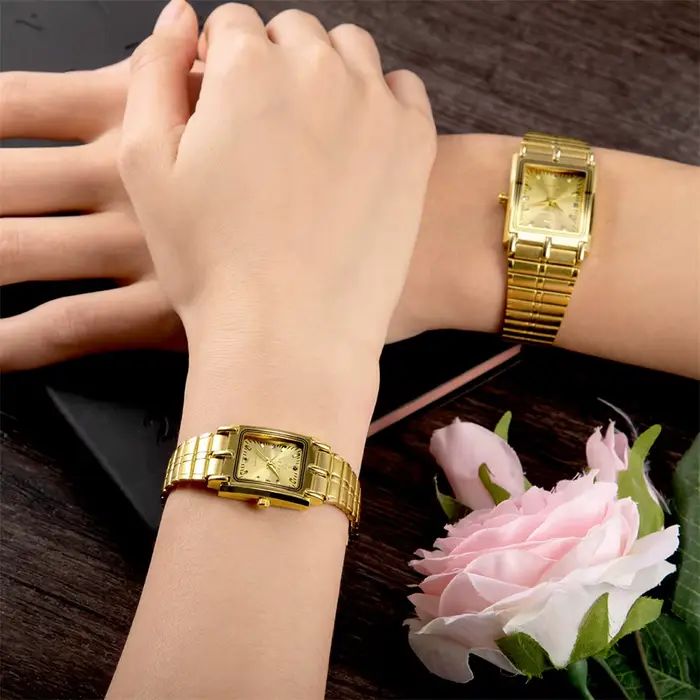 2022 luxe or Bracelet en acier montres femme mâle horloge montre à Quartz dorée pour hommes femmes