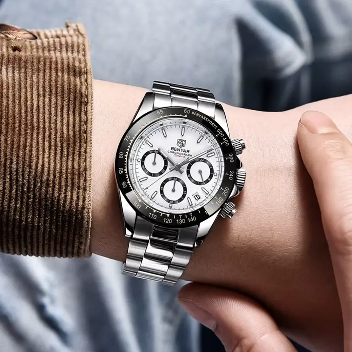 Montre BENYAR Quartz Homme Style Casual Chronographe Résistante à L'eau Occasions Spéciales