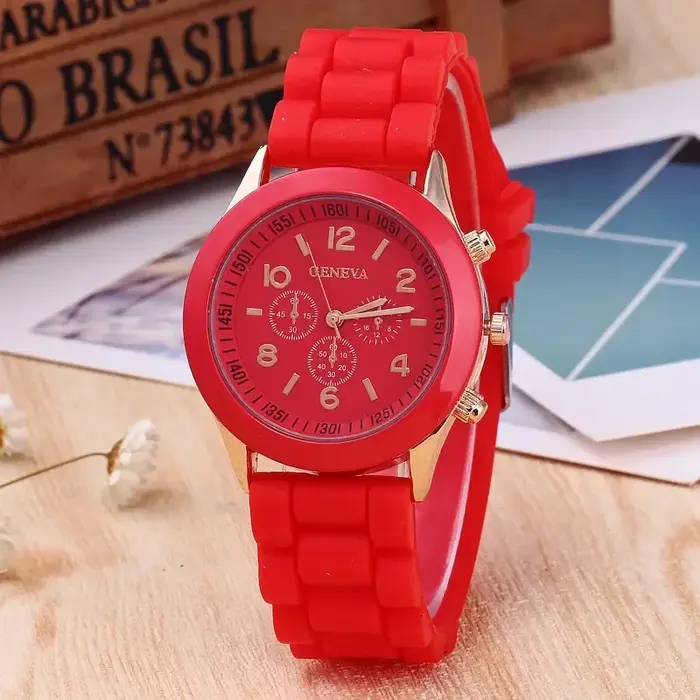 Célèbre marque genève dames montre de mode homme et femme étudiant Silicone Quartz montre-bracelet horloge en gros Relogio Feminino