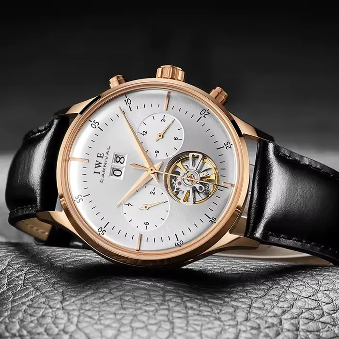 CARNIVAL squelette Tourbillon montres hommes mode décontracté étanche