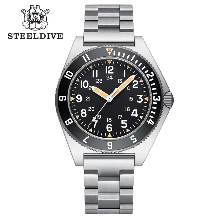 Montre STEELDIVE SD1944 en acier inoxydable avec lunette en céramique pour plongeurs, résistante à l'eau jusqu'à 20 bars, idéale pour les amateurs de sports nautiques et les explorateurs de l'océan
