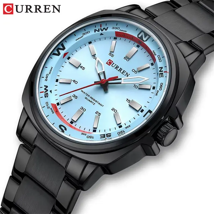 Montre Quartz Mode Hommes Affaires Bracelet Acier Inoxydable Veilleuse EAU 3 Bars Occasions Spéciales