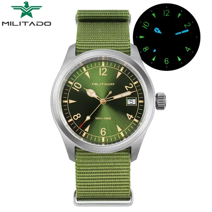 Montre Militado ML08 Quartz Ronda 515 Saphir Dôme Élégante pour Hommes Occasions Spéciales