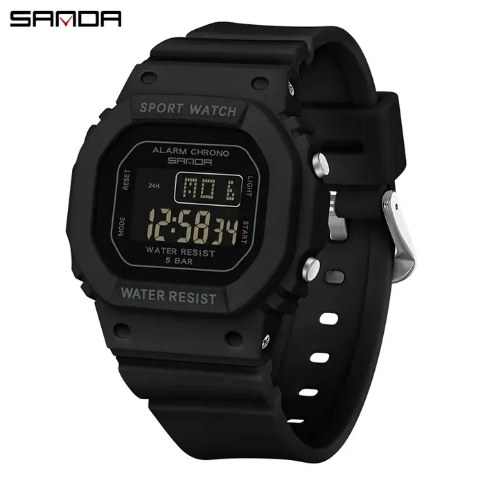 Montre LED numérique pour enfants résistante à l'eau et polyvalente avec affichage de la semaine et alarme pour activités sportives et plein air