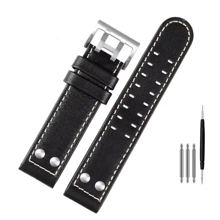 Bracelet de montre en cuir véritable pour hommes