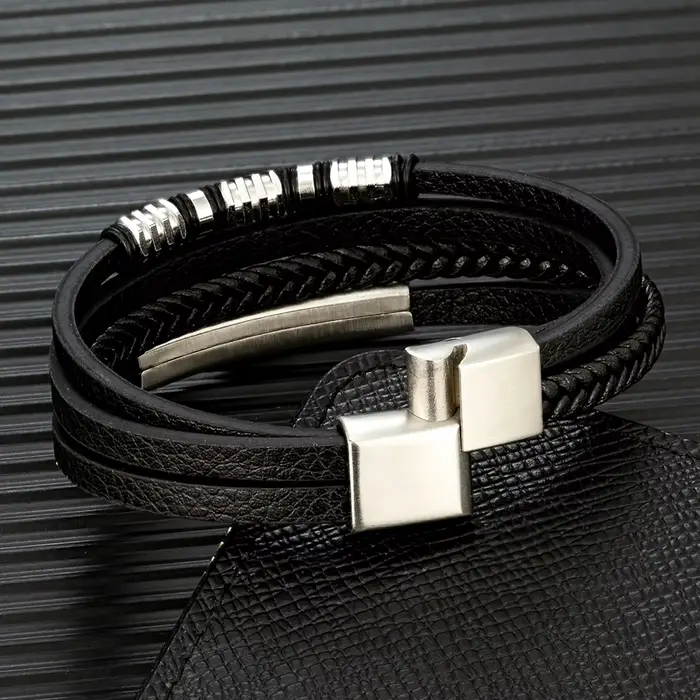 Bracelet Steampunk en Cuir avec Acier Inoxydable pour Hommes et Femmes Occasions Spéciales et Journées Courantes