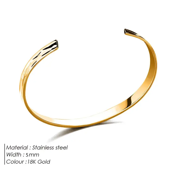 Bracelet manchette minimaliste en acier inoxydable plaqué or ou rhodium pour homme style punk occasions spéciales