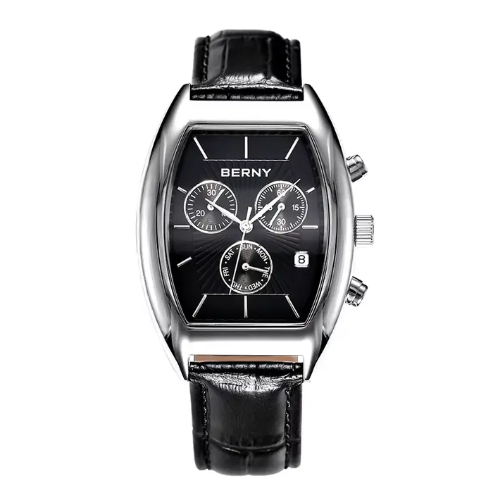 Montre pour homme BERNY, montre classique à quartz chronographe pour homme, cadran multifonction, st