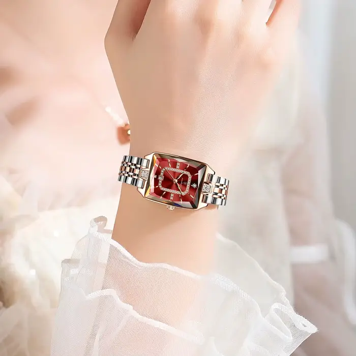 POEDAGAR montre rectangulaire de luxe pour femme calendrier étanche