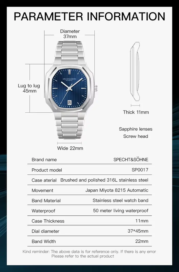 Vente chaude Specht & Söhne montre pour hommes japonais précision machines
