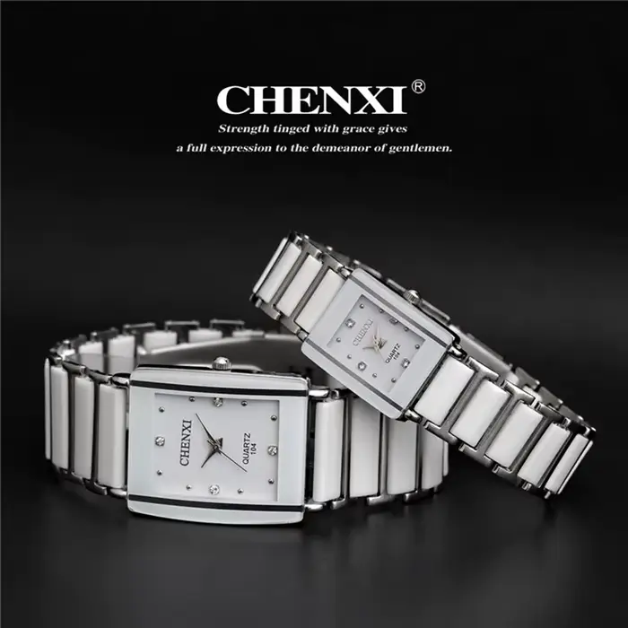 Marque de luxe CHENXI femmes élégantes montre strass blanc argent Simple élégant céramique Bracelet Quartz décontracté dame montre-Bracelet
