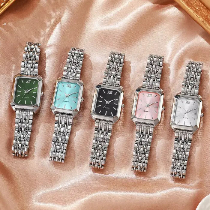 Montre à Quartz Rectangulaire pour Femmes Accessoire Mode Élégant Bracelet Alliage Précision Horlogère Occasions Spéciales