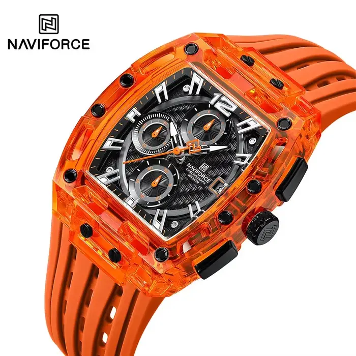 NAVIFORCE NF7105 montres pour hommes montre à Quartz de marque supérieure homme Chronos en Silicone montres-bracelets Tonneau multifonctions colorées