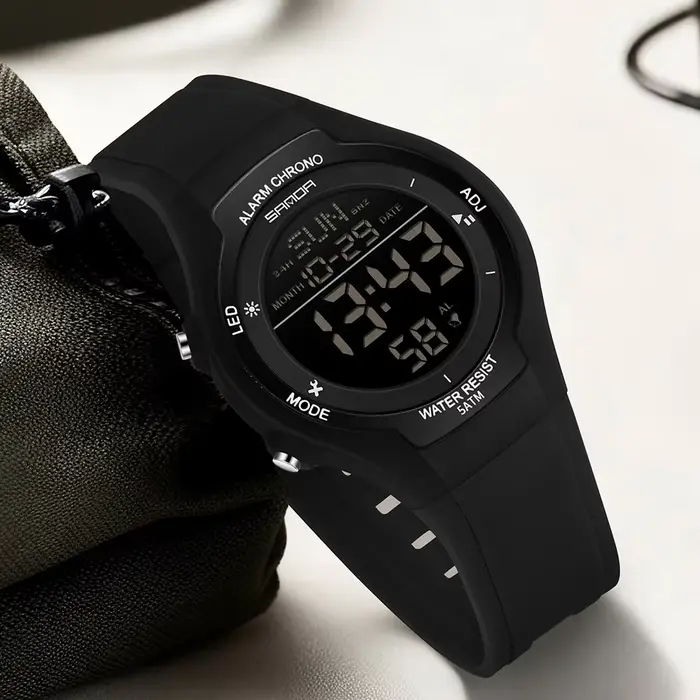 Montre SANDA numérique sportive résistante à l'eau avec affichage LED pour homme et femme occasions spéciales