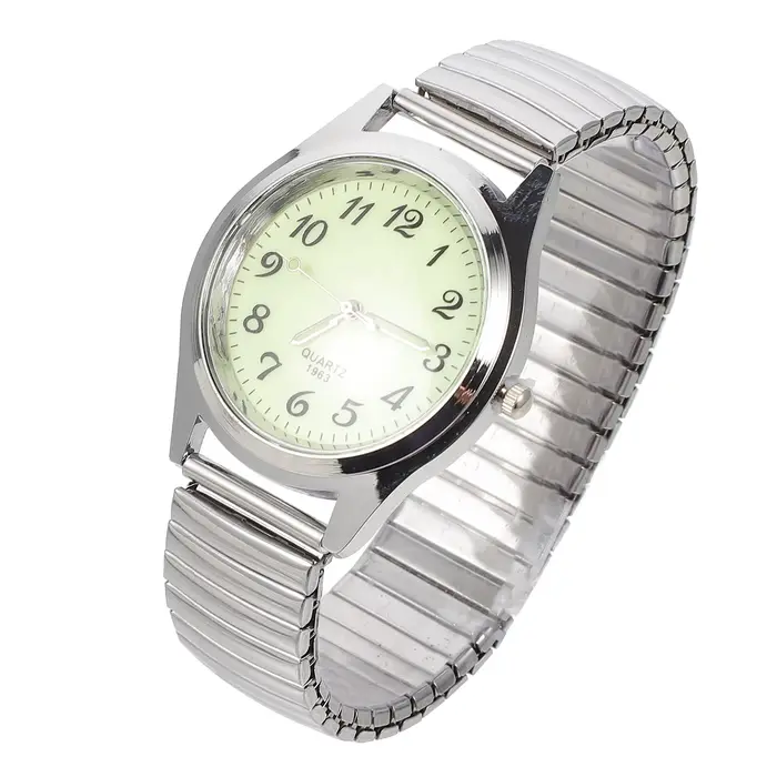 Montre lumineuse pour personnes âgées bande élastique en laiton style décontracté analogique-digital or blanc occasionnels cadeaux d'anniversaire femmes seniors