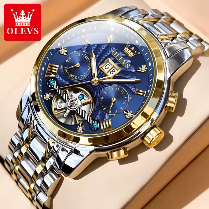 OLEVS 9910 Original montre mécanique automatique pour hommes squelette de luxe en acier inoxydable étanche montres lumineuses