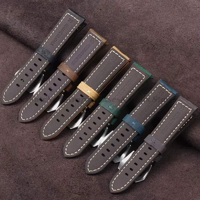 Bracelets de montre vintage en cuir véritable pour hommes et femmes, compatible avec Panerai, SeATM, Omega, avec différentes largeurs et couleurs pour tous les styles et occasions spéciales